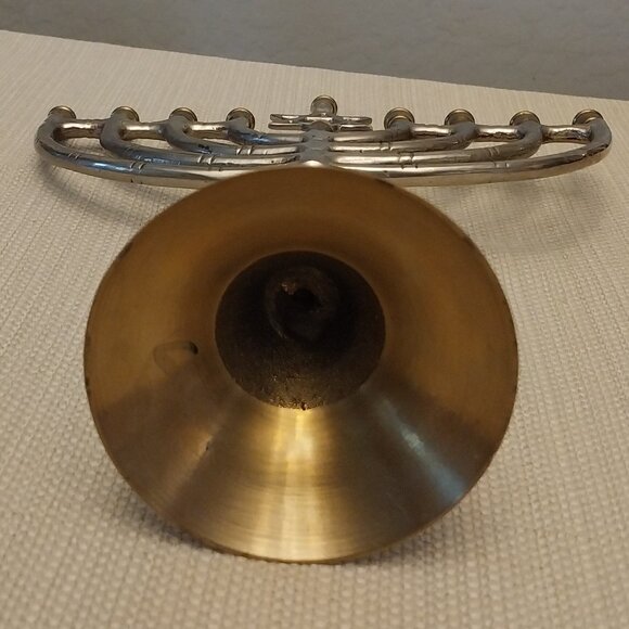 Vintage Solid Brass Hanukkiah Menorah - Picture 7 of 8